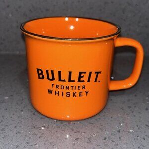 Bulleit Frontier Whiskey Orange w/ Black Rim Ceramic Whiskey Mug Cup Tea Coffee